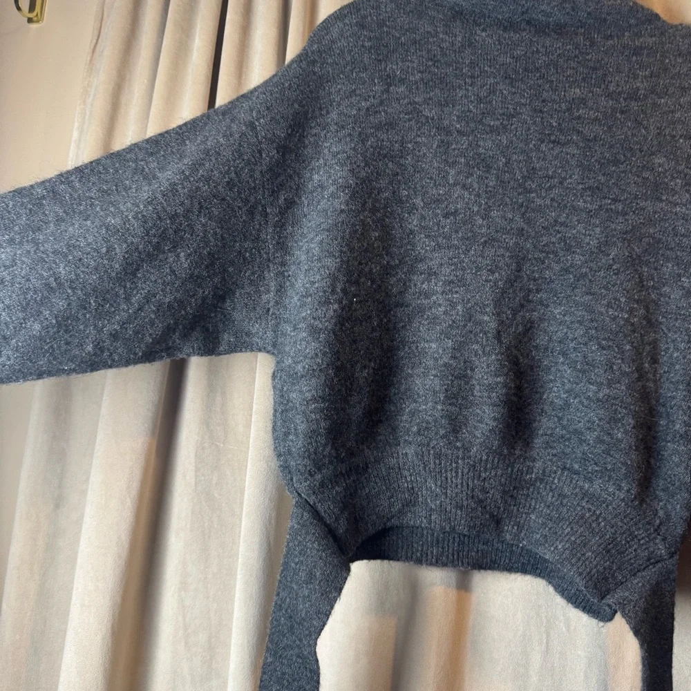 ARITZIA‎ WILFRED Lorin Tie Alpaca Blend Charcoal Turtleneck Sweater Sz Small